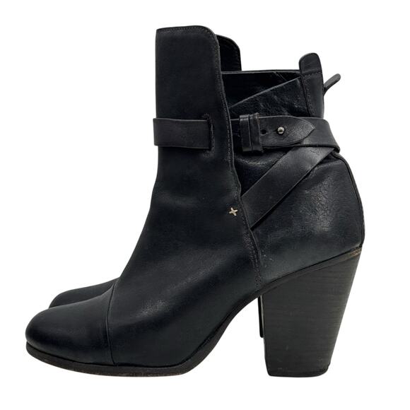 Rag & Bone Kinsey Moto Bootie Strappy SZ 8.5 Women's Black Leather Ankle Boots - Picture 4 of 13